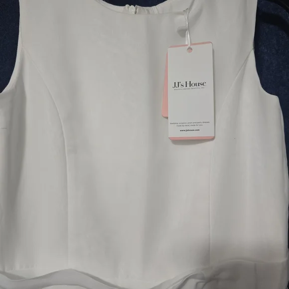 JJs House Ivory Long Wedding Dress 100 % Polyester. Size 16. Bust 34" Waist 32" - Picture 3 of 9